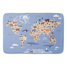 Kids World Map Niedlich Whimsical Modern Badematte
