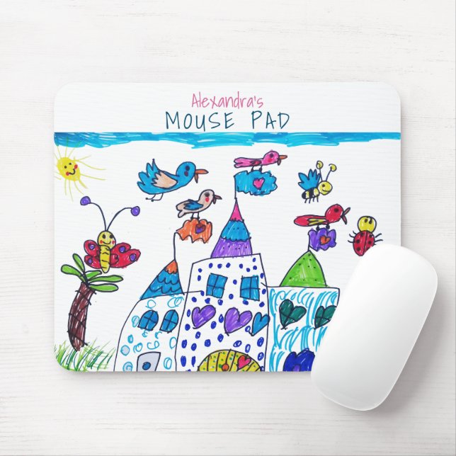 Kid's Zeichnend, Niedliche farbenfrohe Burg Mousepad (Mit Mouse)
