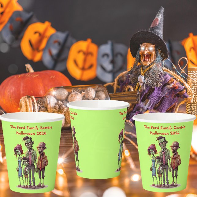 Kids Zombie Family Halloween-Party Paper Cups Pappbecher (Zombie Family Halloween Party Paper Cups)