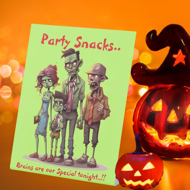 Kids Zombie Family Halloween-Party Snacks Sockelschild (Zombie Family Halloween Party Snacks Pedestal Sign)