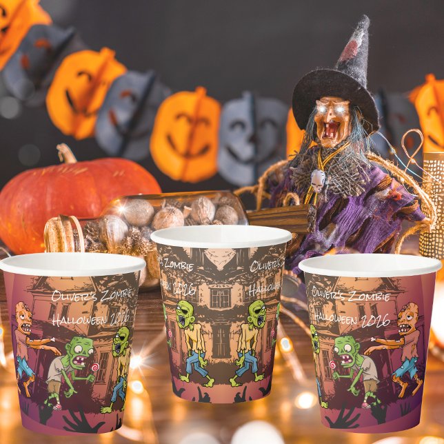 Kids Zombie Halloween-Party Paper Cups Pappbecher (Zombie Halloween Party Paper Cups)