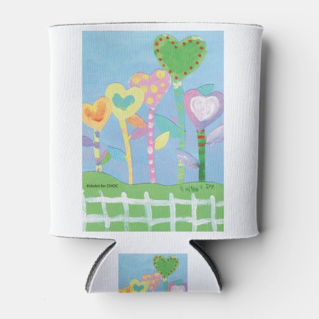KidsArt für CHOC - Herzen mit Picketzaun Dosenkühler (Vorderseite)