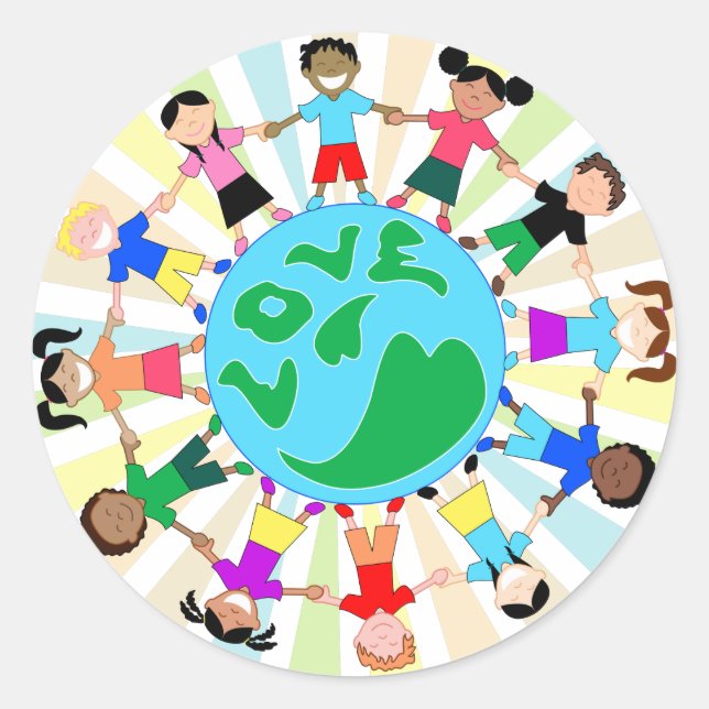 KidsLoveGlobe Runder Aufkleber (Vorderseite)