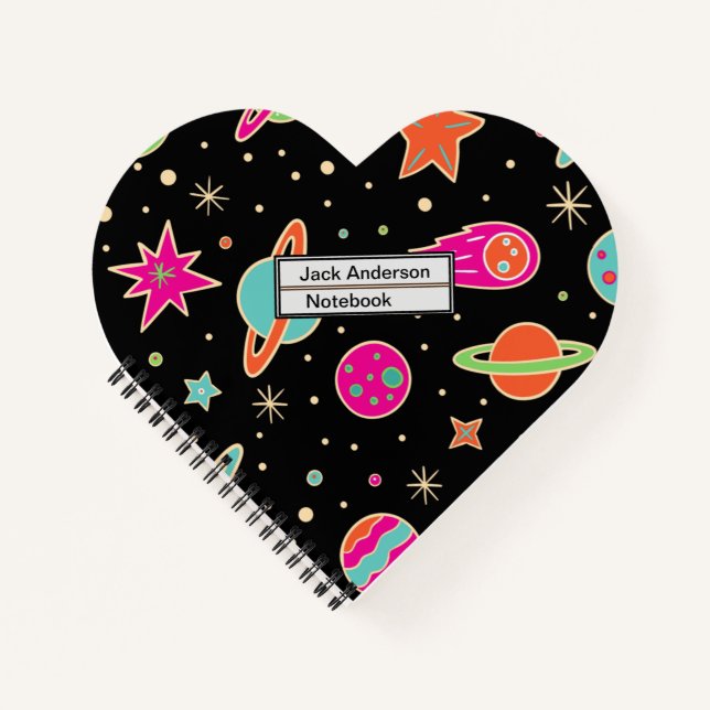Kids's Back to School Space Rocket Muster Notizbuch (Vorderseite)