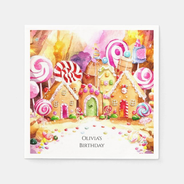 Kids'Sprinkle Candyland Geburtstag Serviette (Vorderseite)