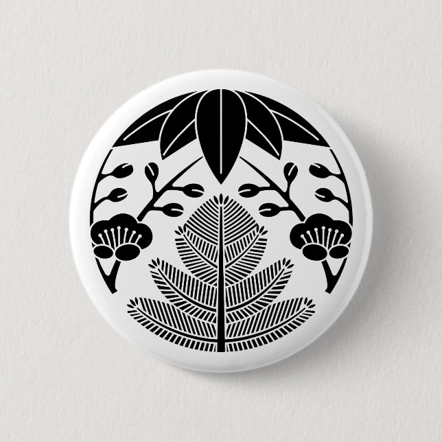 Kiefer Bambus Ume Button (Vorderseite)