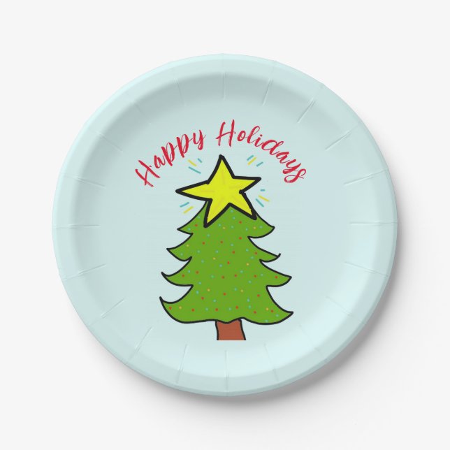 Kiefer für Weihnachtsfeiertage Pappteller (Vorderseite)