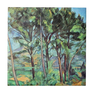 Kiefer mit Viadukt von Paul Cezanne, Vintage Art Fliese