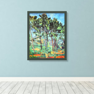 Kiefer mit Viadukt von Paul Cezanne, Vintage Art Leinwanddruck