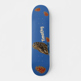 Kiefer- und Kiefernzapfen auf blauem Hintergrund Skateboard