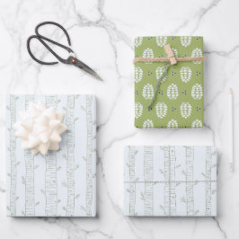 Kiefer- und Kiefernzapfen-Geschenkverpackungsset Geschenkpapier Set
