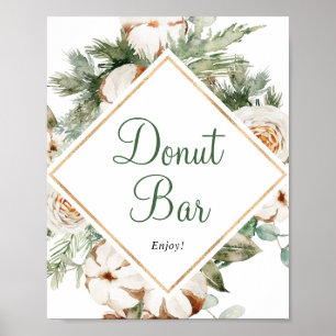 Kiefer Winter Donut-Bar Brautparty-Schild Poster