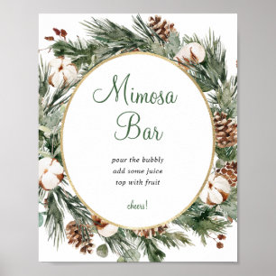 Kiefer-Winter-Mimosa-Bar-Brautabschiedsschild Poster