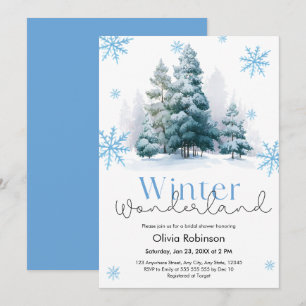 Kiefer Winter Wonderland Schneeflocken Brautparty Einladung