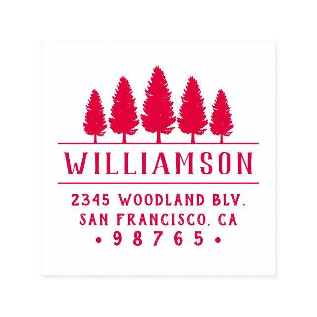 Kieferbaum-Typografie-Rücksendeadresse Permastempel (Design)