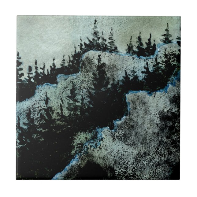 Kiefern auf den Felsen mit versteckten Bergmännern Fliese (Vorderseite)