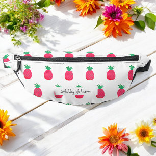 Kiefern-Chic-Muster in Rosa und Weiß Bauchtasche