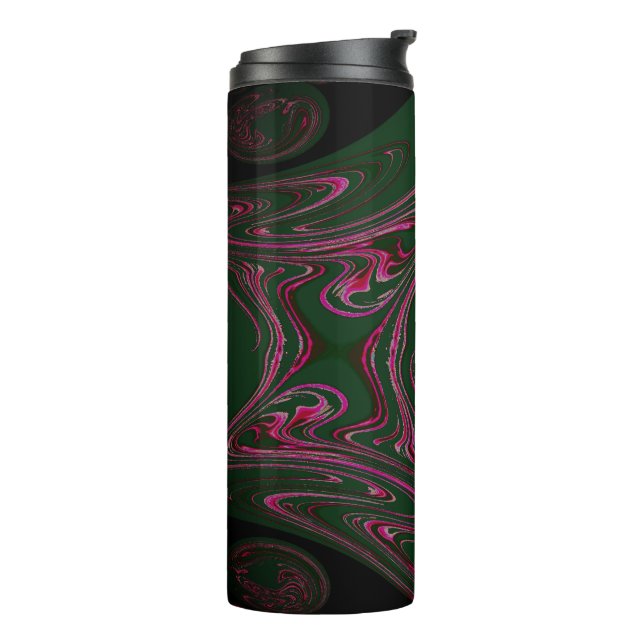 Kiefern Grün Hot Pink Thermobecher Thermosbecher (Nach links gedreht)