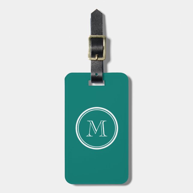 Kiefern-grünes Spitzen mit Monogramm gefärbt Gepäckanhänger (Vorderseite vertikal)