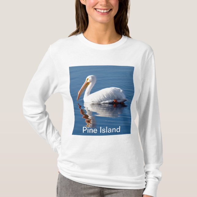 Kiefern-Insel-Pelikan-lang Sleeved T - Shirt (Vorderseite)