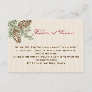 Kiefern-Kegel-Natur auf Sahnehochzeits-Probe Einladung