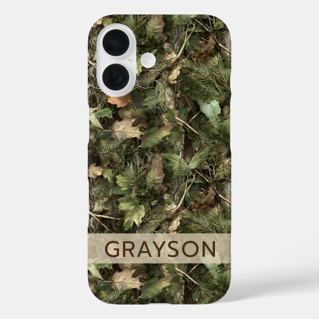 Kiefern- und Blätter-Tarnung Personalisiert Case-Mate iPhone Hülle (Rückseite)