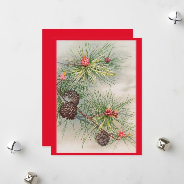 Kiefern und Blume Weihnachten (Vorderseite/Rückseite Beispiel)