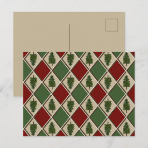 Kiefern und Harlekin-Grußkarte Postkarte