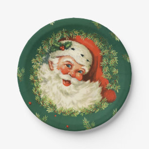 Kiefernadel und Weihnachtsmann Weihnachten Pappteller