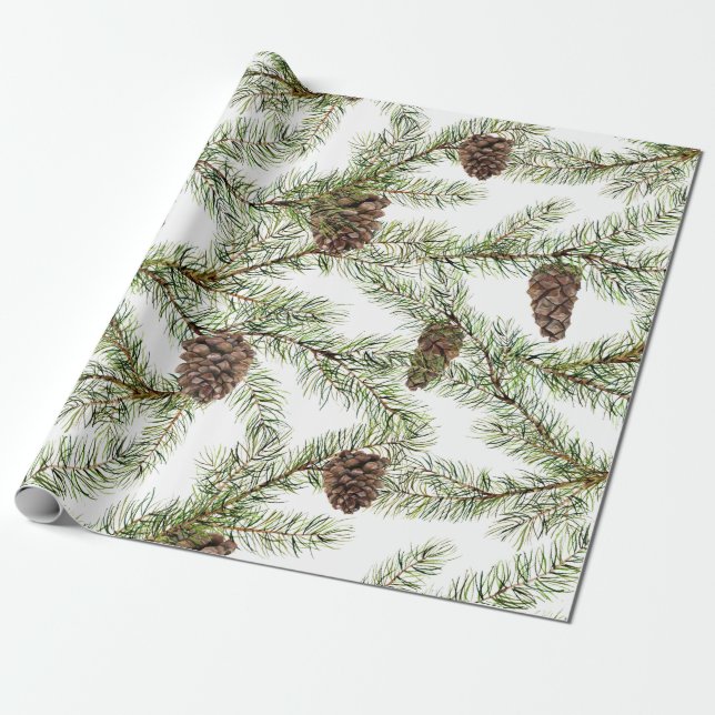 Kiefernäste und -zäune Weihnachten, Neujahr Geschenkpapier (Ungerollt)