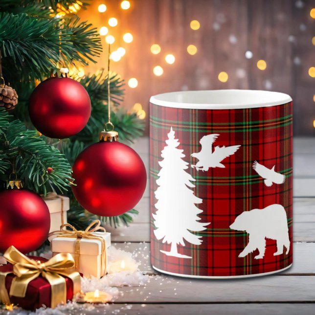 Kiefernbärenadler auf dem Roten Schwarzen Tartan Kaffeetasse (Von Creator hochgeladen)