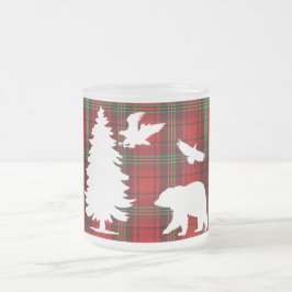 Kiefernbärenadler auf dem Roten Schwarzen Tartan Mattglastasse