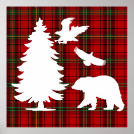 Kiefernbärenadler auf dem Roten Schwarzen Tartan Poster