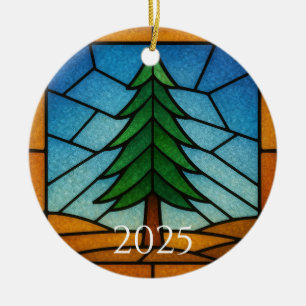 Kiefernbaum-Buntglas-Kunstdesign Kiefernbaum Keramik Ornament