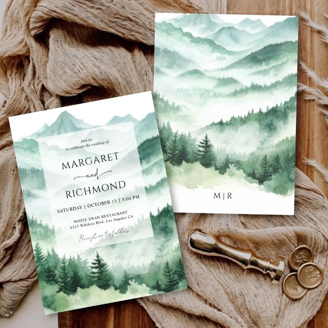 Kiefernbaum Immergrüne Rustikale Hochzeit in den B Einladung (Von Creator hochgeladen)