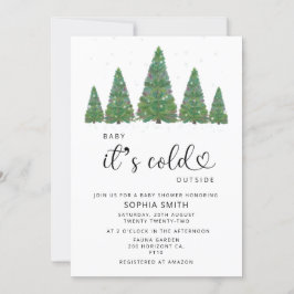 Kiefernbäume Baby es ist kalt draußen Babydusche Einladung
