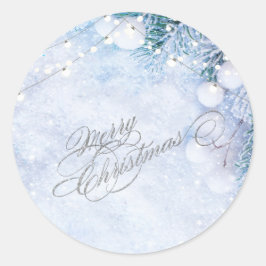 Kiefernbäume, Schneeballleuchten Runder Aufkleber