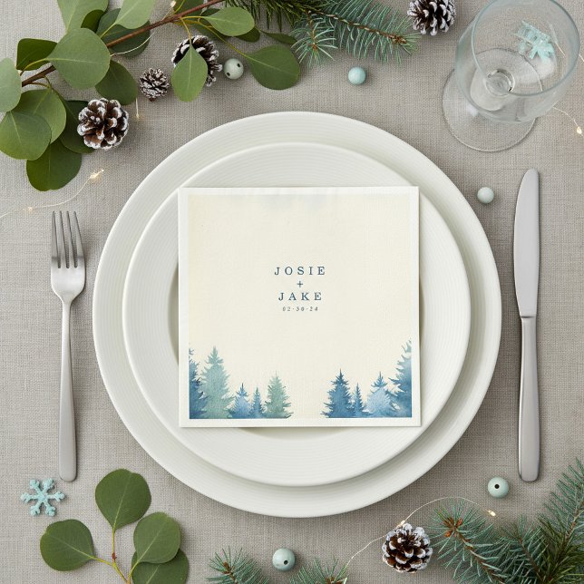 Kiefernbäume Serviette (Soft pine trees wedding napkin.)