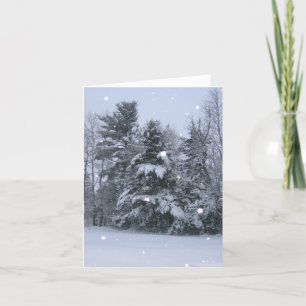 Kiefernbäume und sinkender Schnee Feiertagskarte