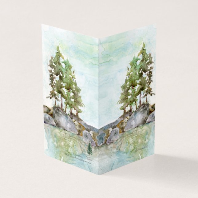 Kiefernbäume Wasser & Felsen Aquarell von BWCAW, M (Vorderseite)