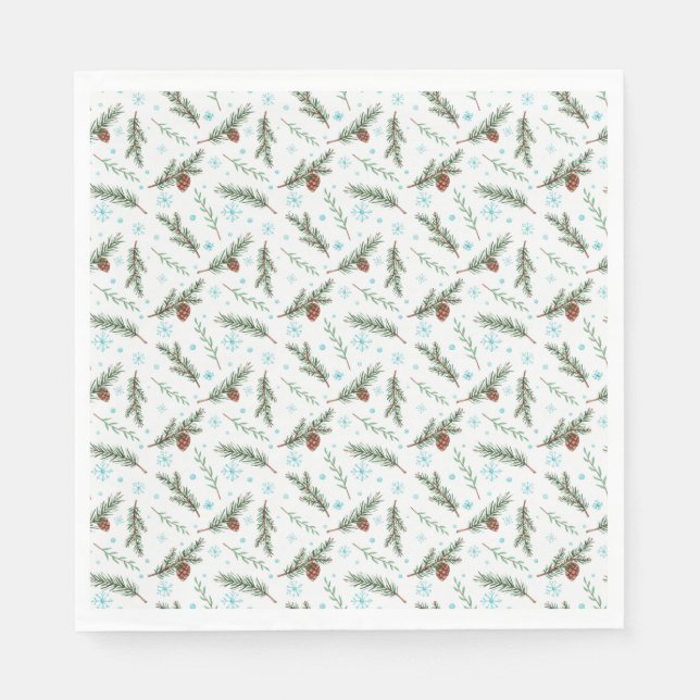 Kiefernfüße und Schneeflocken Serviette (Vorderseite)