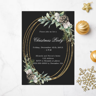 Kieferngrün, goldfarbenes Weihnachtsgebäck Party Einladung