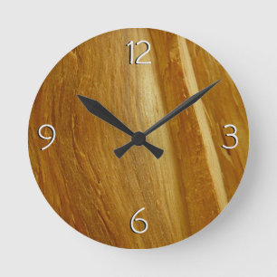 Kiefernholz II Faux-Holzoptik Runde Wanduhr