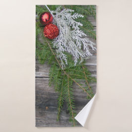 Kiefernholz und gewittertes Weihnachtshandtuch Set