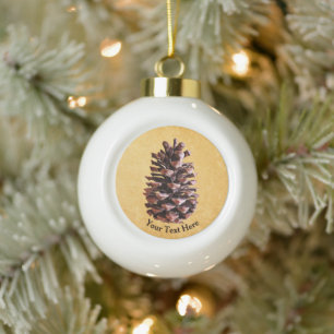 Kiefernkiefer auf Vintagem Papier Keramik Kugel-Ornament