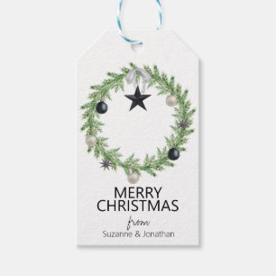 Kiefernkiefer Schwarz-weißes Weihnachtsfest Geschenkanhänger