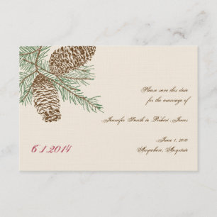 Kiefernkone-Art auf Creme Wedding Save the Date Einladung