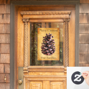 Kiefernkone auf Vintagem Papier - Weihnachten Fensteraufkleber