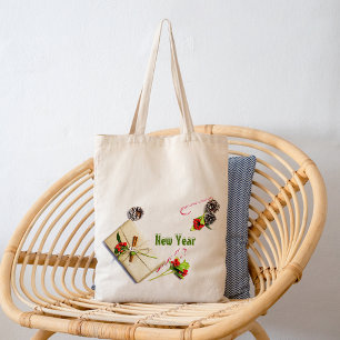 Kiefernkone neben Candy-Tragetaschen Tragetasche
