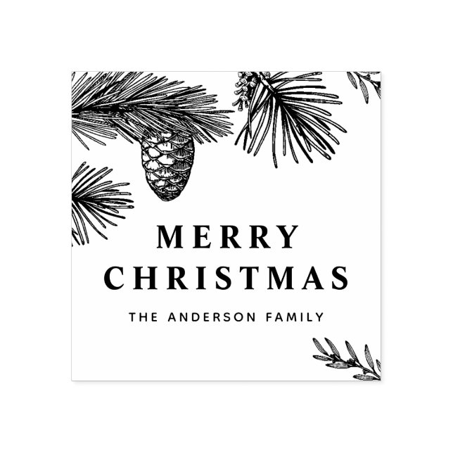 Kiefernnadeln und Kiefernfüße Botanischer Urlaub Gummistempel (Prägung)